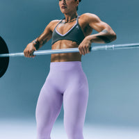 EnhanceLift™ Seamless Leggings with Grey Logo | Lavender Purple