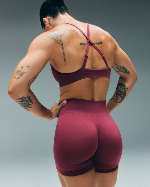EnhanceLift™ Seamless Mid Rise Shorts | Burnt Maroon Red
