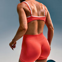 EnhanceLift™ Seamless Shorts with Grey Logo | Dark Charged Coral