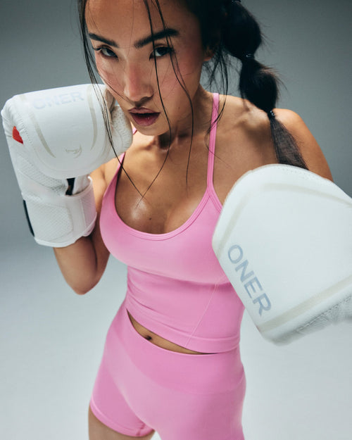 EnhanceLift™ Seamless Strappy Racer Tank Top with Built in Bra | Rose Pink