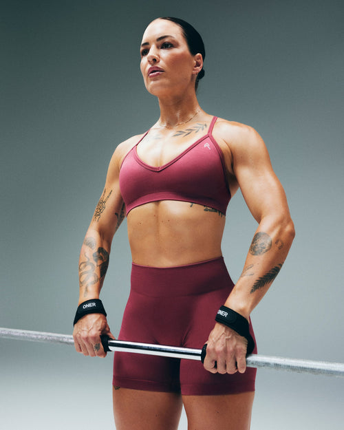 EnhanceLift™ Seamless Strappy Sports Bra | Burnt Maroon Red