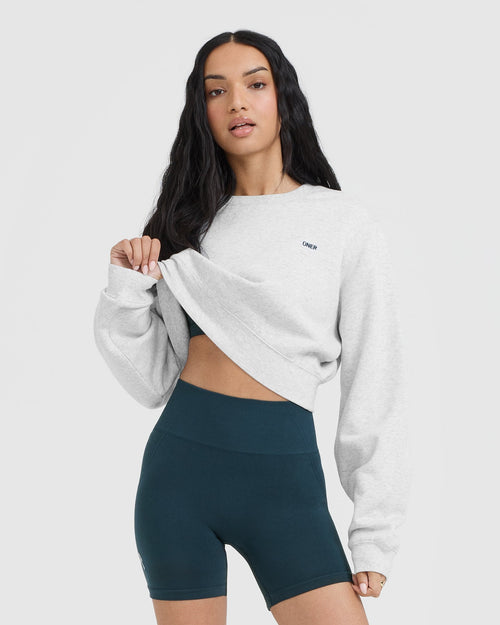 Oner Modal Foundations Crop Sweatshirt | Light Grey Marl