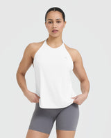 Go To High Neck Loose Crop Vest | White