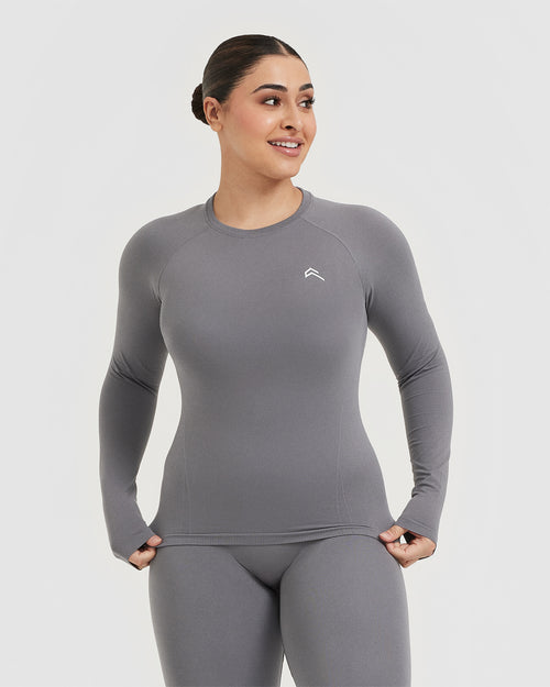 Oner Modal Go To Seamless Fitted Long Sleeve Top | Ash Grey