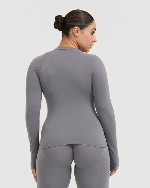 Go To Seamless Fitted Long Sleeve Top | Ash Grey