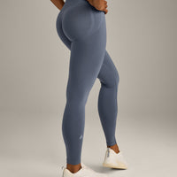 EffortlessLift™ Seamless Leggings with Grey Logo | Light Granite Blue
