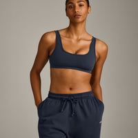 EffortlessLift™ Square Neck Sports Bra with Grey Logo | True Blue