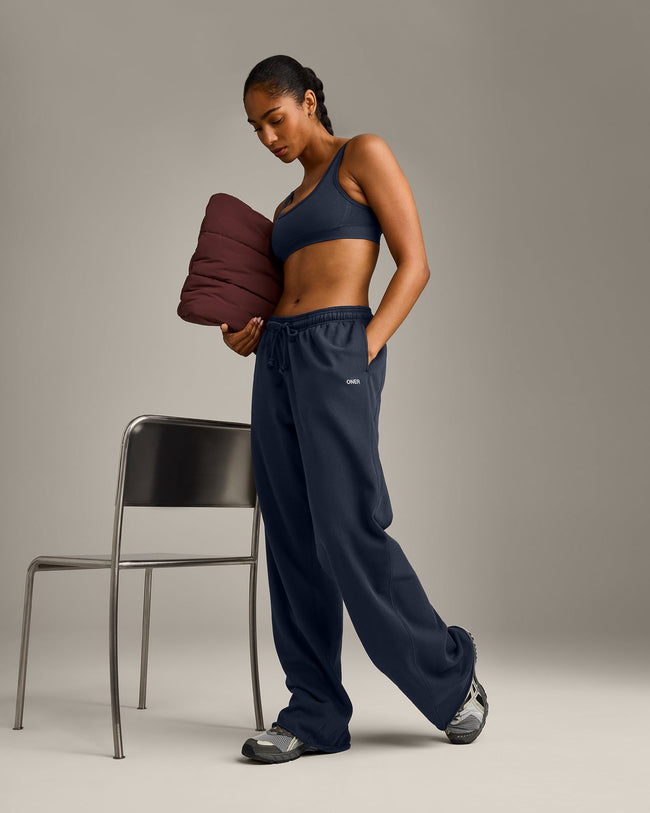 EffortlessLift™ Square Neck Sports Bra with Grey Logo | True Blue
