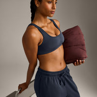 EffortlessLift™ Square Neck Sports Bra with Grey Logo | True Blue