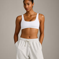 EffortlessLift™ Square Neck Sports Bra with Grey Logo | White