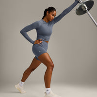 Oner Seamless Fitted Long Sleeve Top | Dark Granite Blue