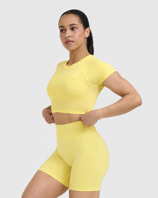 Go To Seamless Fitted Crop Top | Lemon Yellow