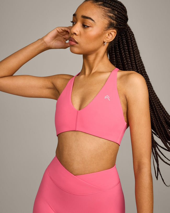 UnifiedMove™ Micro Bralette with Reflective Logo | Hot Girl Pink