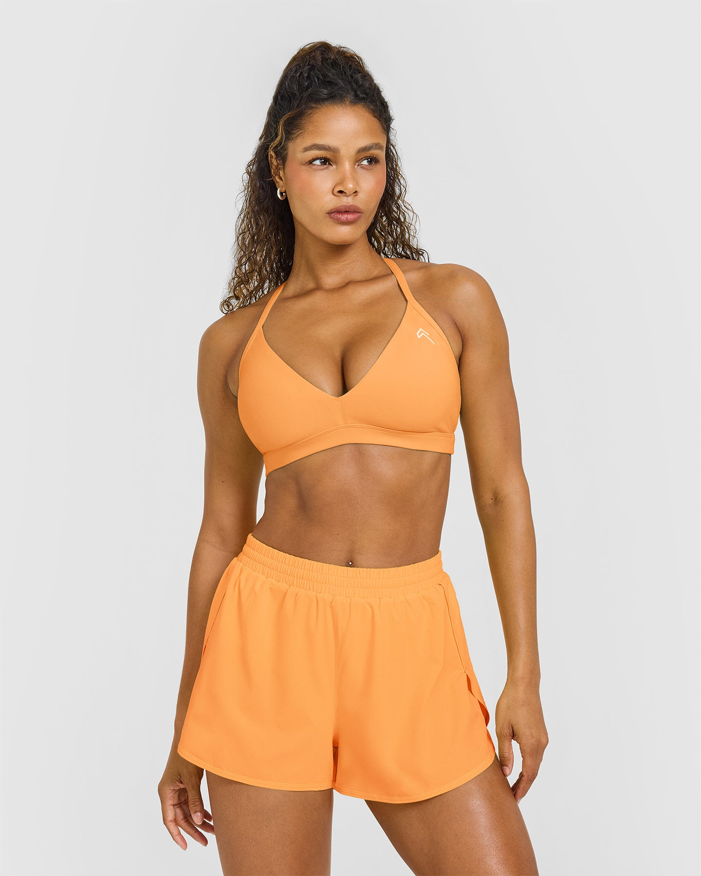 EasyLift™ Ultra Minimal V Neck Bralette with White Logo | Powdered Orange