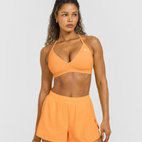 EasyLift™ Ultra Minimal V Neck Bralette with White Logo | Powdered Orange
