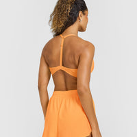 EasyLift™ Ultra Minimal V Neck Bralette with White Logo | Powdered Orange