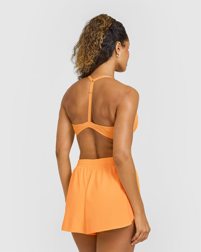 EasyLift™ Ultra Minimal V Neck Bralette with White Logo | Powdered Orange