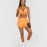EasyLift™ Ultra Minimal V Neck Bralette with White Logo | Powdered Orange