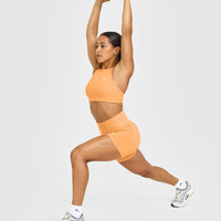 EffortlessLift™ Seamless Shorts with White Logo | Powdered Orange