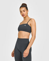 EasyLift™ Multi Way Bandeau Bralette with White Logo | Coal