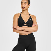 Unified Twist Sports Bra White Logo | Black