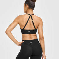 Unified Twist Sports Bra White Logo | Black