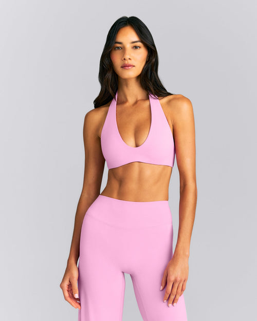 SoftMotion™ Minimal Halter Neck Bralette | Rose Pink