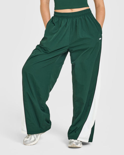 Oner Modal Oversized Piped Woven Straight Leg Track Bottoms | Racing Green