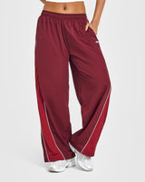 Oversized Piped Woven Straight Leg Track Bottoms | Rosewood