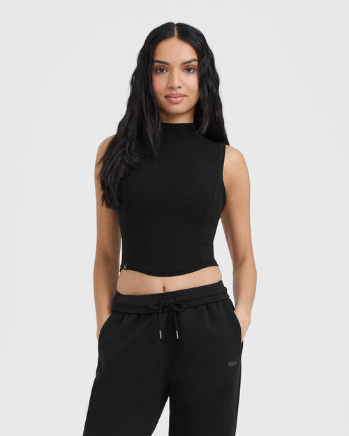 Oner Modal Mellow™ Rib Mid Mock Neck Tank | Black