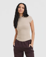 Mellow™ Rib Mock Neck T-Shirt | Mushroom Brown