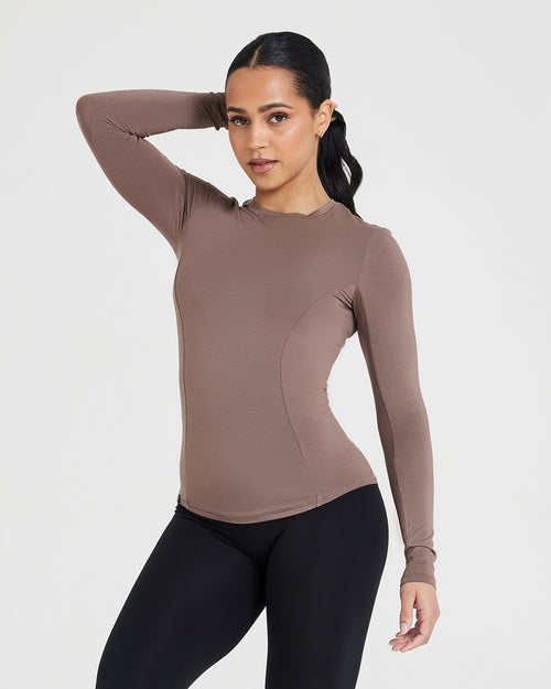 Oner Modal Mellow Soft Long Sleeve Top | Cool Brown