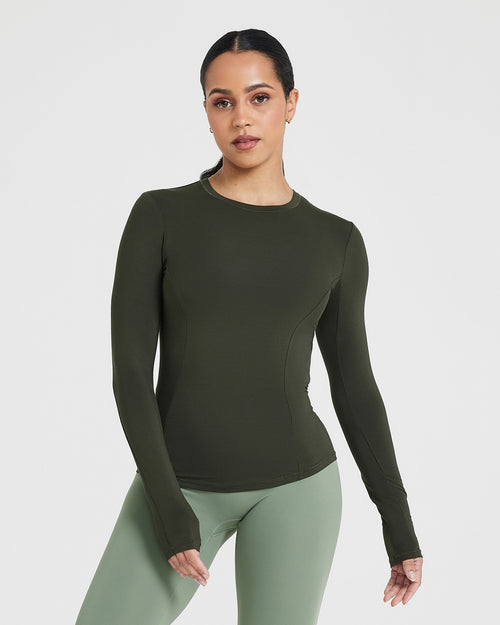 Oner Modal Mellow Soft Long Sleeve Top | Khaki
