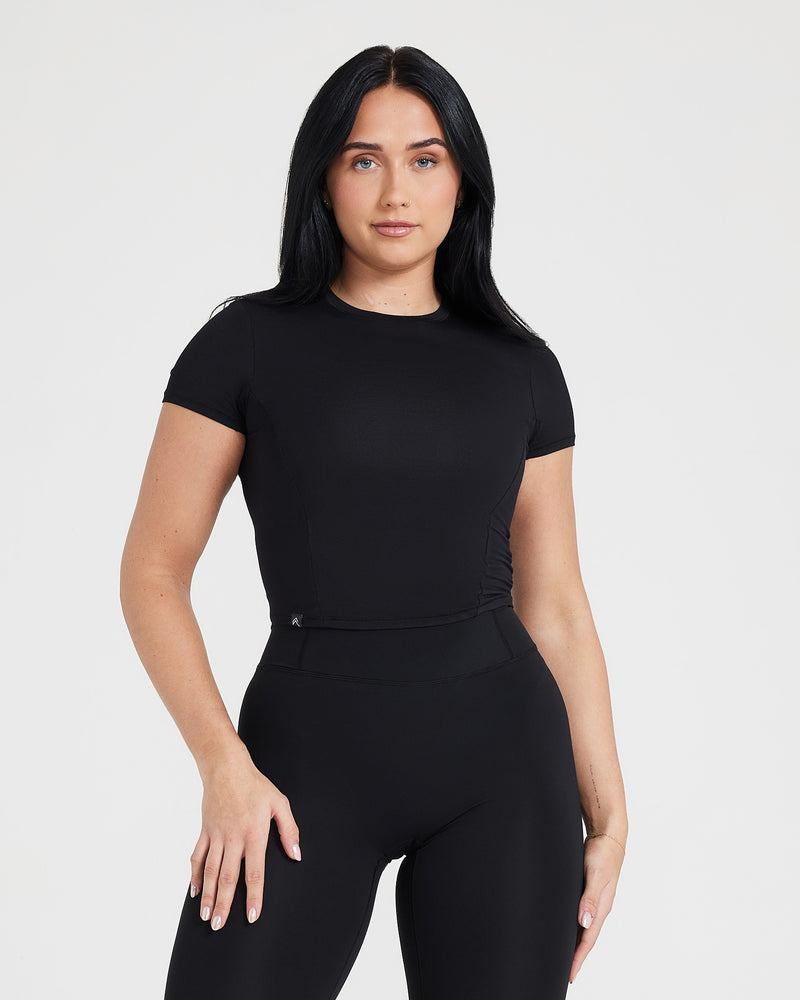 AO　レディース　BLK M Black Long Sleeve Panelled Flounce Akel Top – SABO