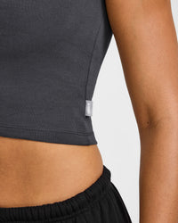 Cotton Baby T-Shirt with Grey Logo | Coal