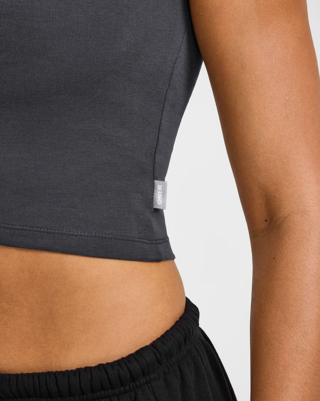 Cotton Baby T-Shirt with Grey Logo | Coal