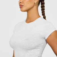 Cotton Baby T-Shirt with Grey Logo | Light Grey Marl