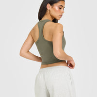 Cotton Fitted Mid Vest with Grey Logo | Alpine Green