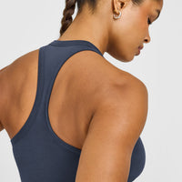 Cotton Fitted Mid Vest with Grey Logo | True Blue