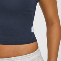 Cotton Fitted Mid Vest with Grey Logo | True Blue