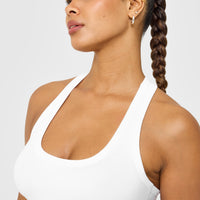 Cotton Fitted Mid Vest with Grey Logo | White