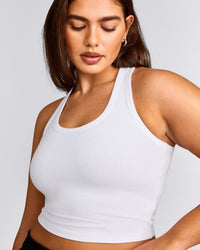 Cotton Fitted Mid Vest with Grey Logo | White