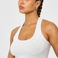 Cotton Fitted Vest with Grey Logo | Light Grey Marl