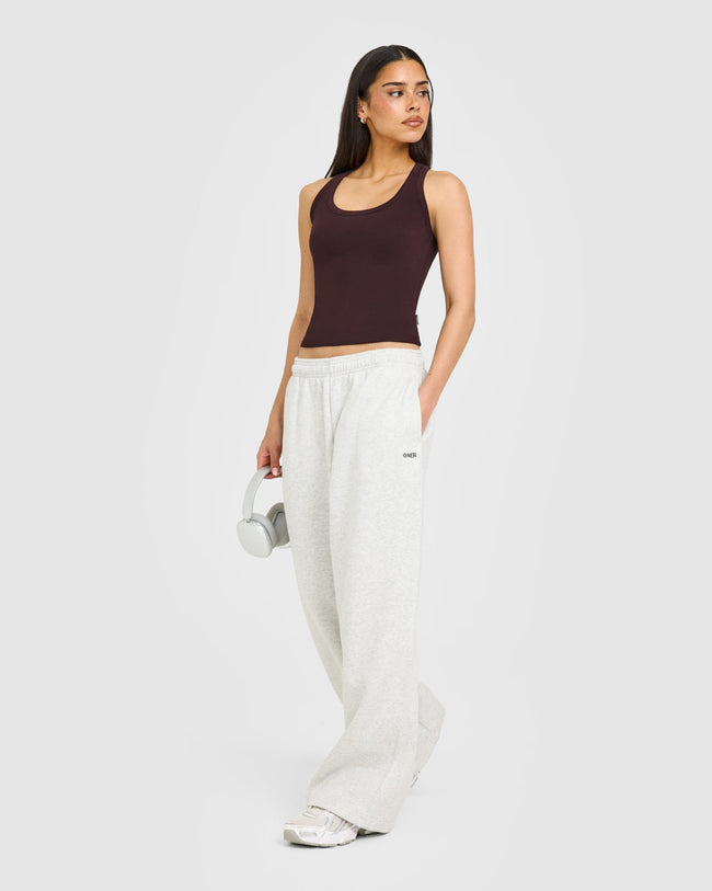 Cotton Fitted Vest with Grey Logo | Plum Brown