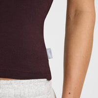 Cotton Fitted Vest with Grey Logo | Plum Brown