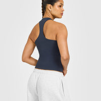 Cotton Fitted Vest with Grey Logo | True Blue