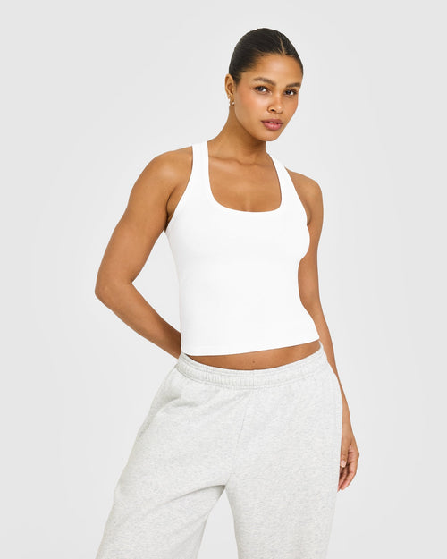 Oner Modal Cotton Fitted Vest with Grey Logo | White