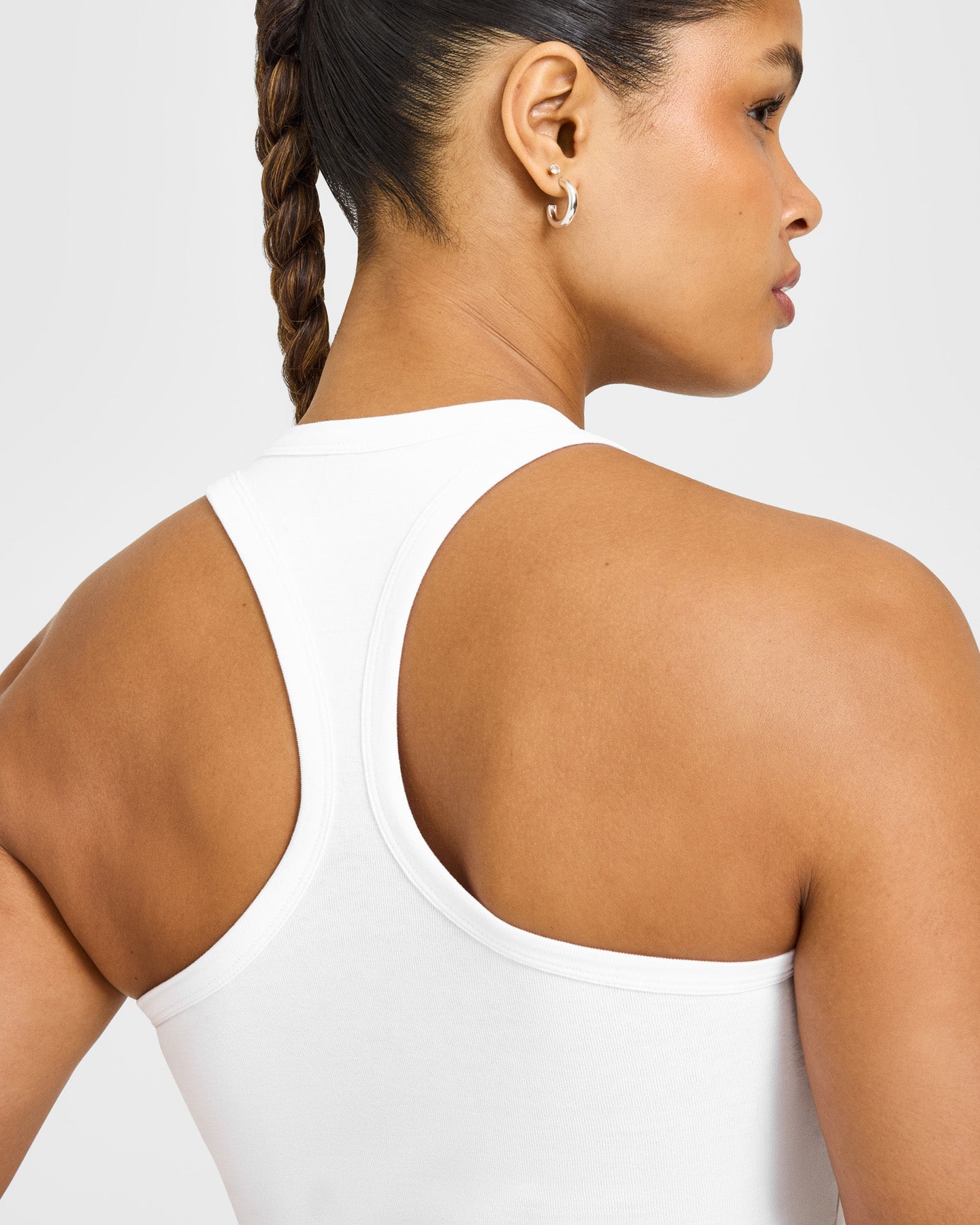 Cotton Fitted Vest with Grey Logo | White