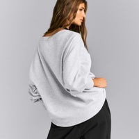 Cotton Vintage Lounge V Neck Sweatshirt | Light Gray Marl