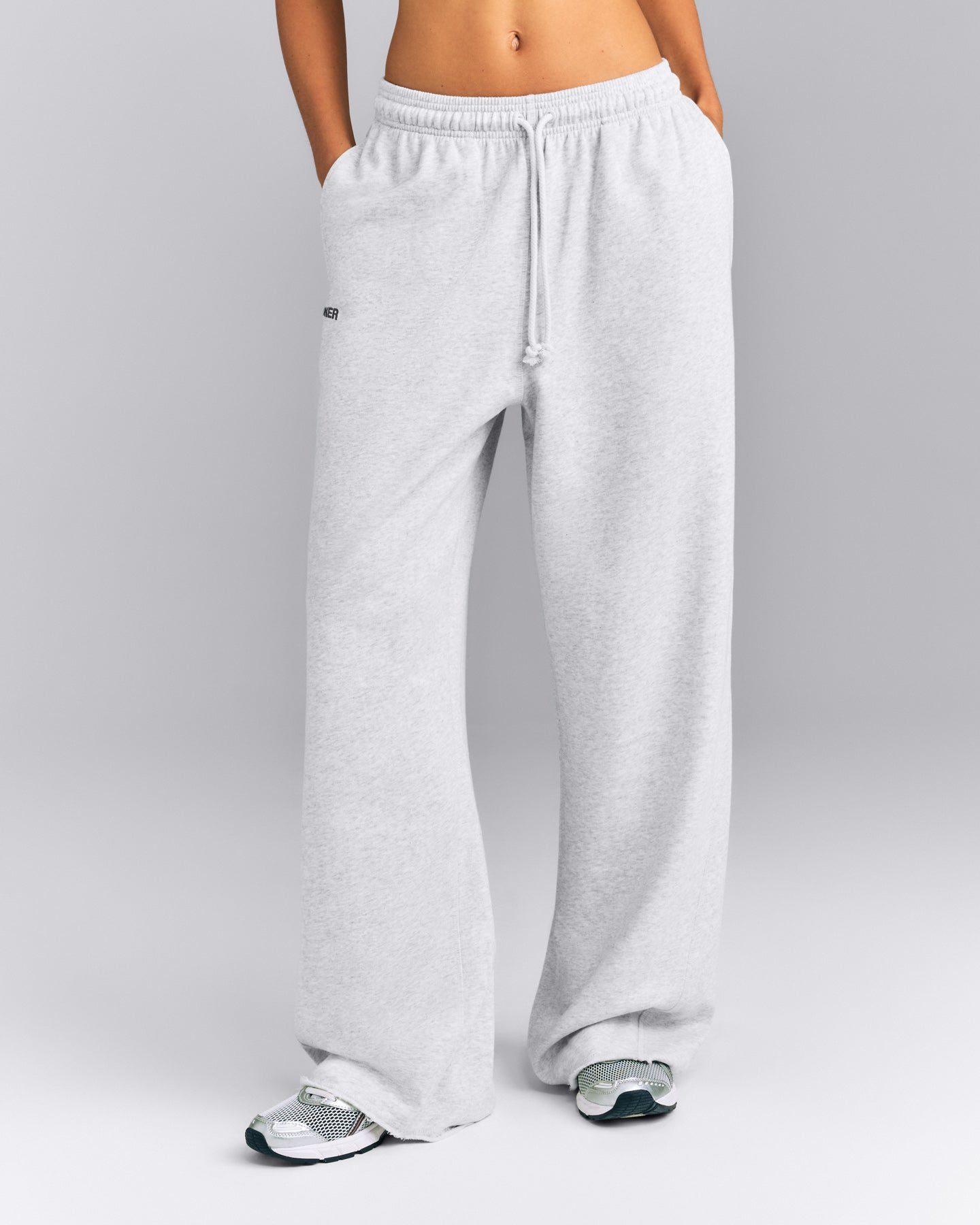 Cotton Vintage Lounge Wide Leg Sweatpants | Light Gray Marl